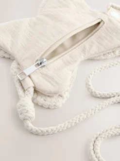 Cream Cross-Body Novelty Butterfly 100% Cotton Bag