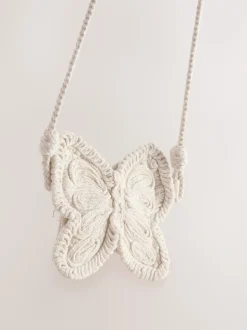 Cream Cross-Body Novelty Butterfly 100% Cotton Bag
