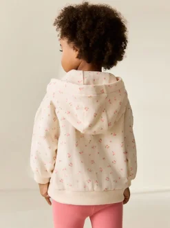 Cream Disty Floral Zip Through Hoodie (3mths-7yrs)