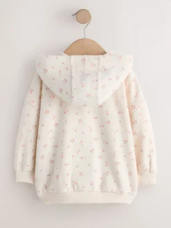 Cream Disty Floral Zip Through Hoodie (3mths-7yrs)