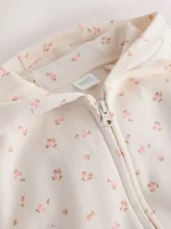 Cream Disty Floral Zip Through Hoodie (3mths-7yrs)