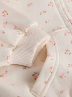 Cream Disty Floral Zip Through Hoodie (3mths-7yrs)