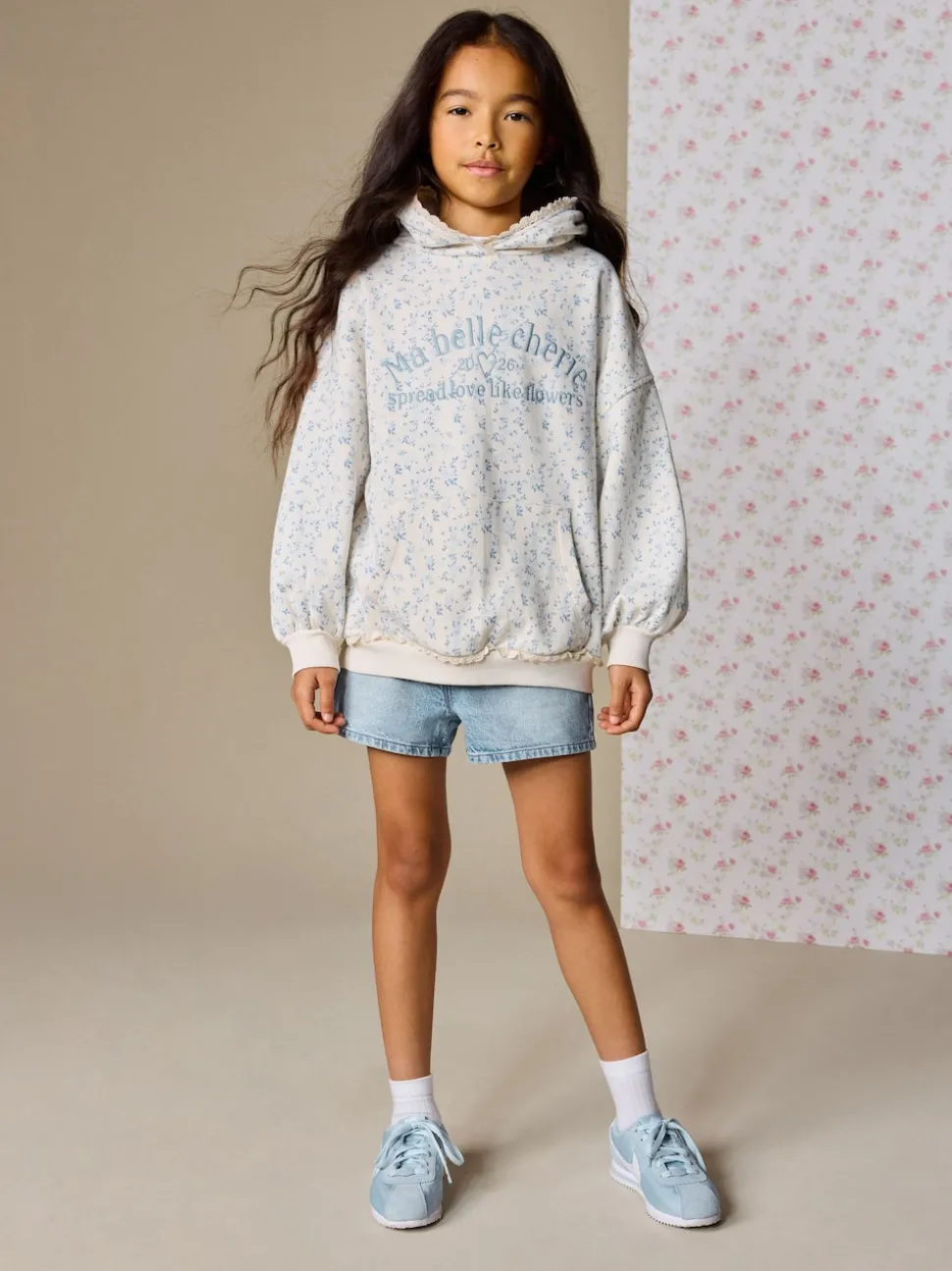 Cream Ditsy Flower Hoodie (3-16yrs)