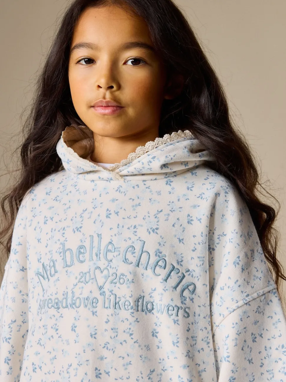 Cream Ditsy Flower Hoodie (3-16yrs)