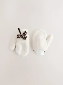 Cream Faux Fur Mittens