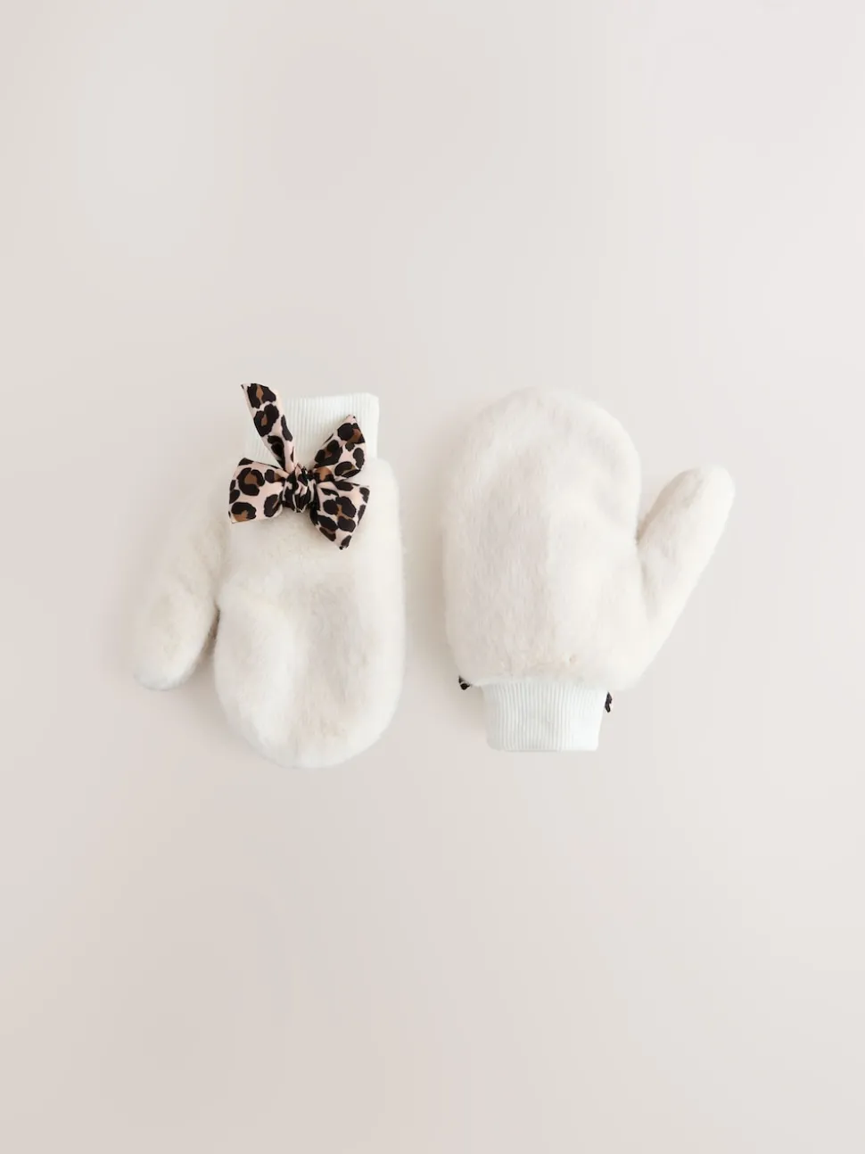 Cream Faux Fur Mittens