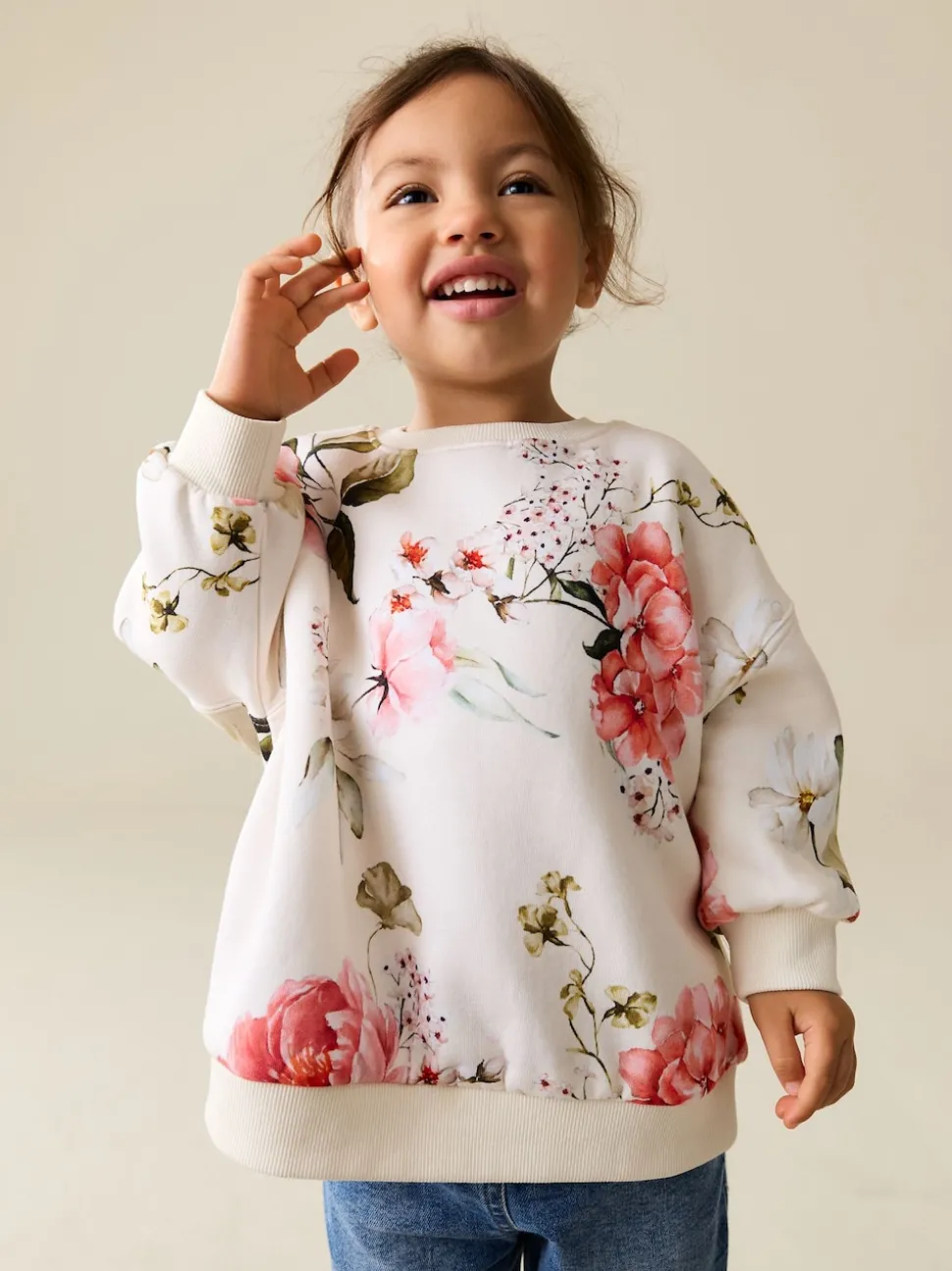 Cream Floral Crew Neck Sweatshirt (3mths-7yrs)