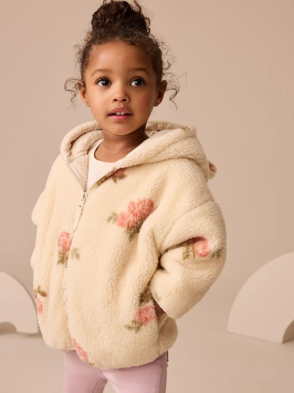 Cream Floral Print Zip Through Fleece (3mths-7yrs)