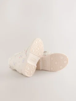 Cream Floral Standard Fit (F) Lace-Up Ankle Boots