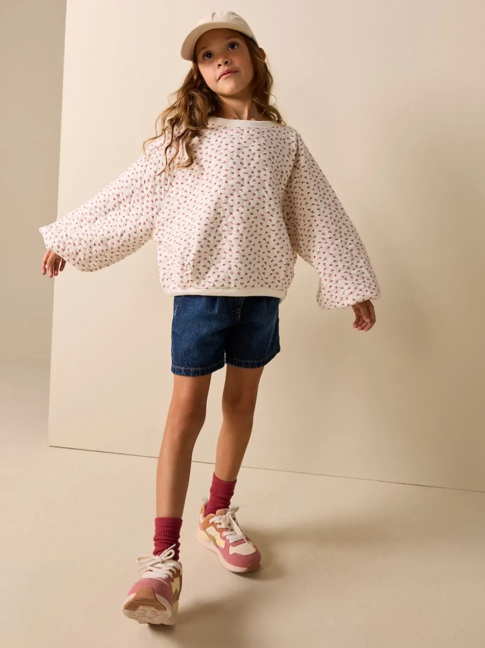 Cream Flower Ditsy Quilted Sweatshirt (3-16yrs)