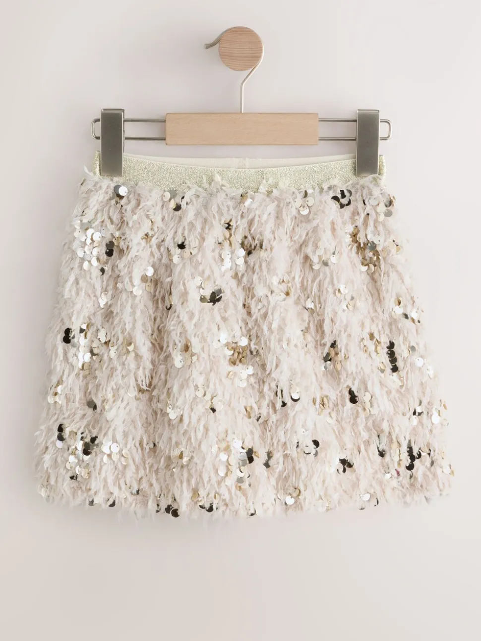 Cream Fluffy Sequin Skirt (3-16yrs)