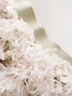 Cream Fluffy Sequin Skirt (3-16yrs)
