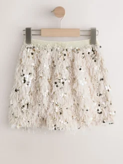 Cream Fluffy Sequin Skirt (3-16yrs)