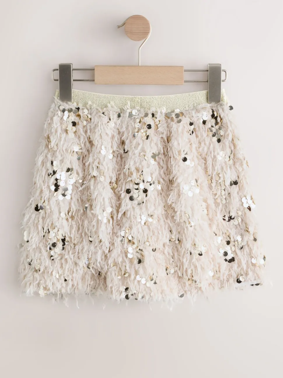 Cream Fluffy Sequin Skirt (3-16yrs)