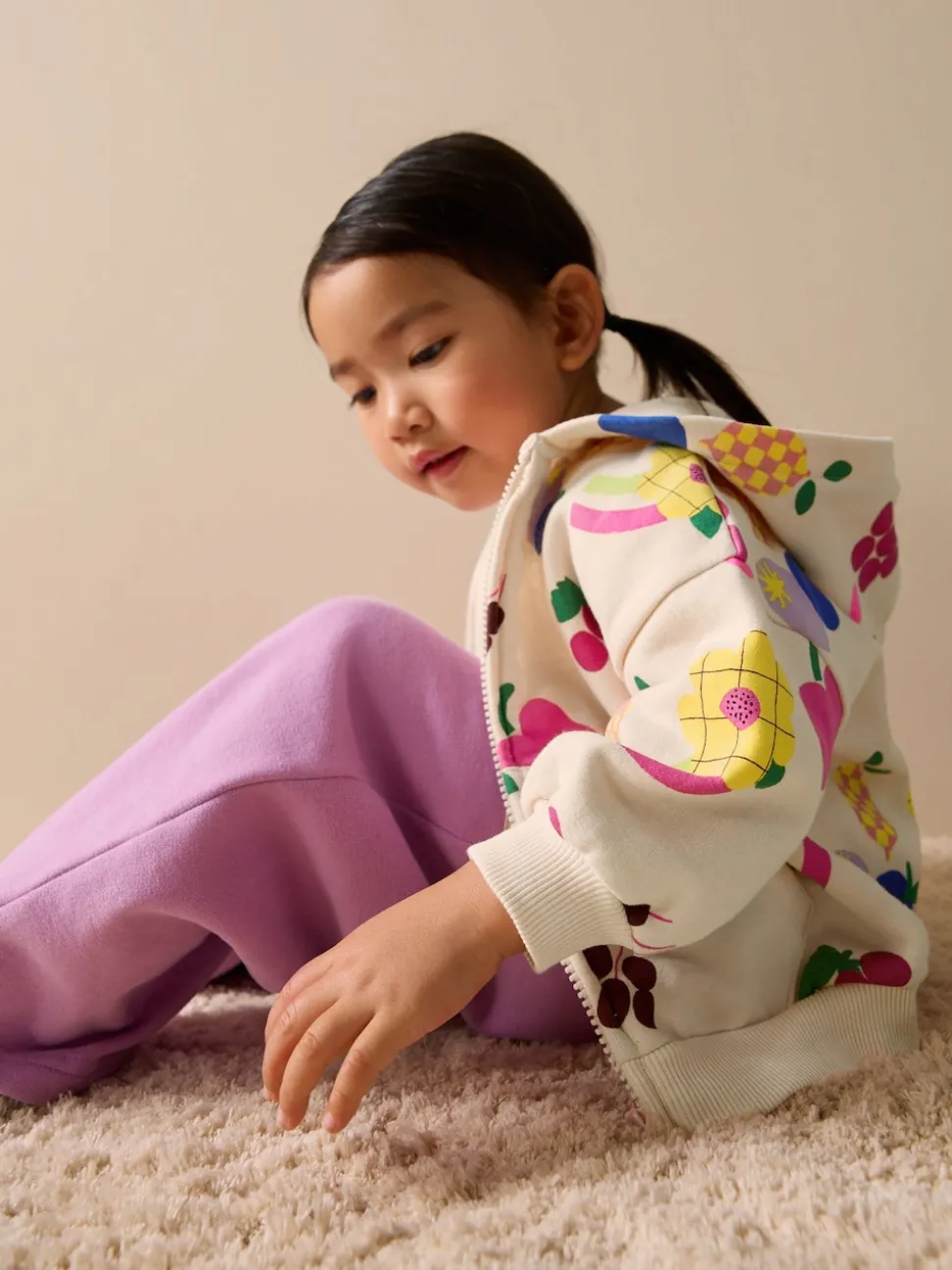 Cream Fruit Zip Through Hoodie (3mths-7yrs)