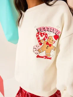 Cream Gingerbread Festive Baking Christmas Sweatshirt (3-16yrs)