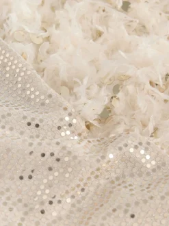 Cream/Gold Fluffy Sequin Top and Flared Leggings Party Set (3-16yrs)