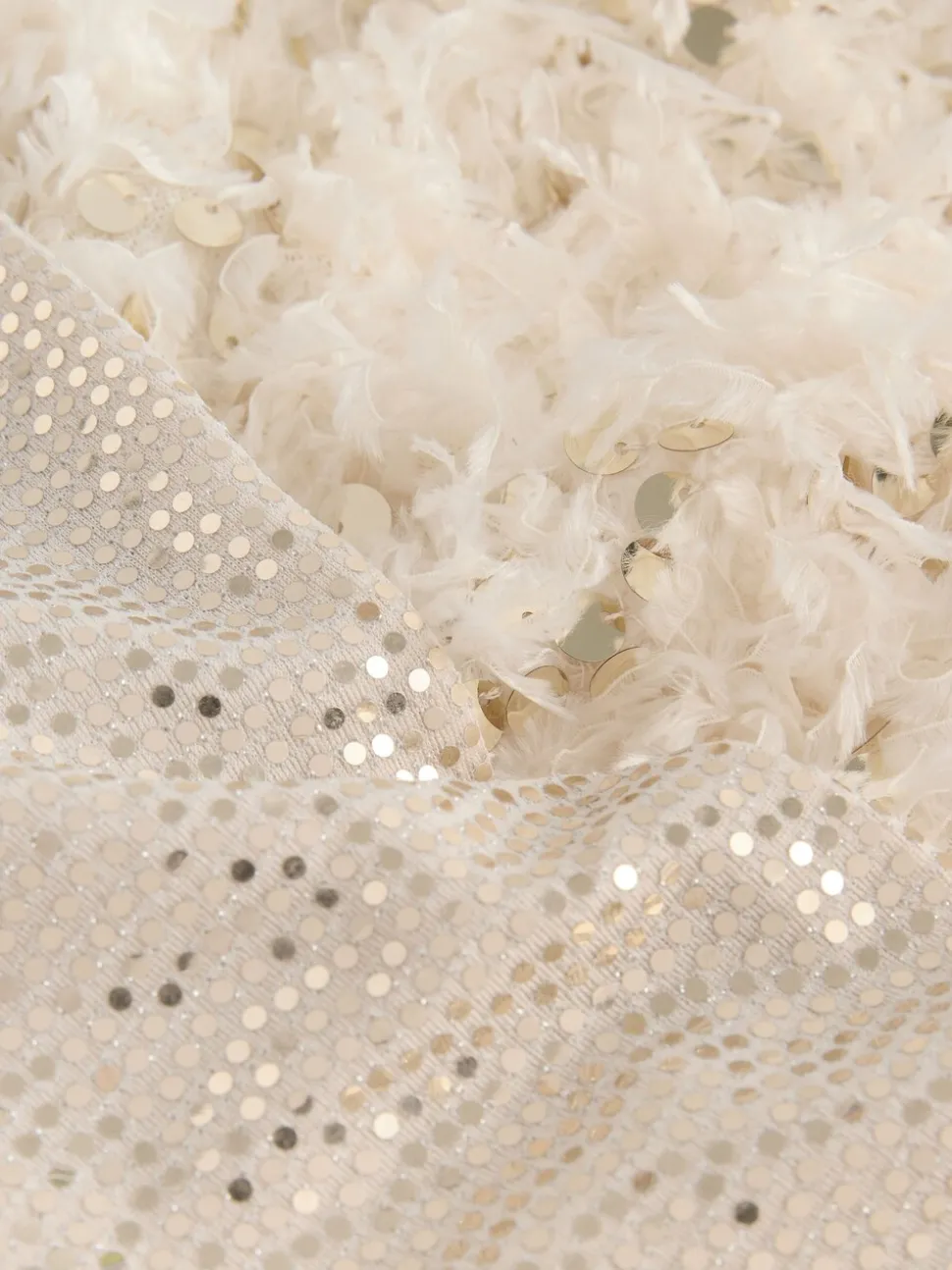 Cream/Gold Fluffy Sequin Top and Flared Leggings Party Set (3-16yrs)