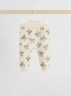 Cream/Grey Soft Velour Bow Print Jumper and Trousers Set (0mths-2yrs)
