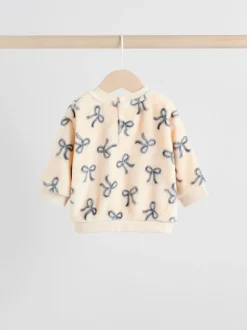 Cream/Grey Soft Velour Bow Print Jumper and Trousers Set (0mths-2yrs)