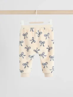 Cream/Grey Soft Velour Bow Print Jumper and Trousers Set (0mths-2yrs)