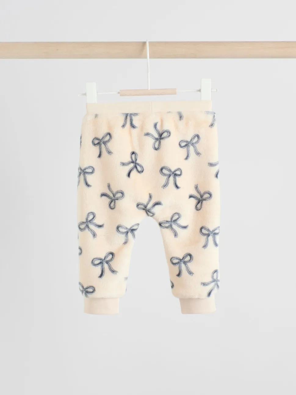 Cream/Grey Soft Velour Bow Print Jumper and Trousers Set (0mths-2yrs)