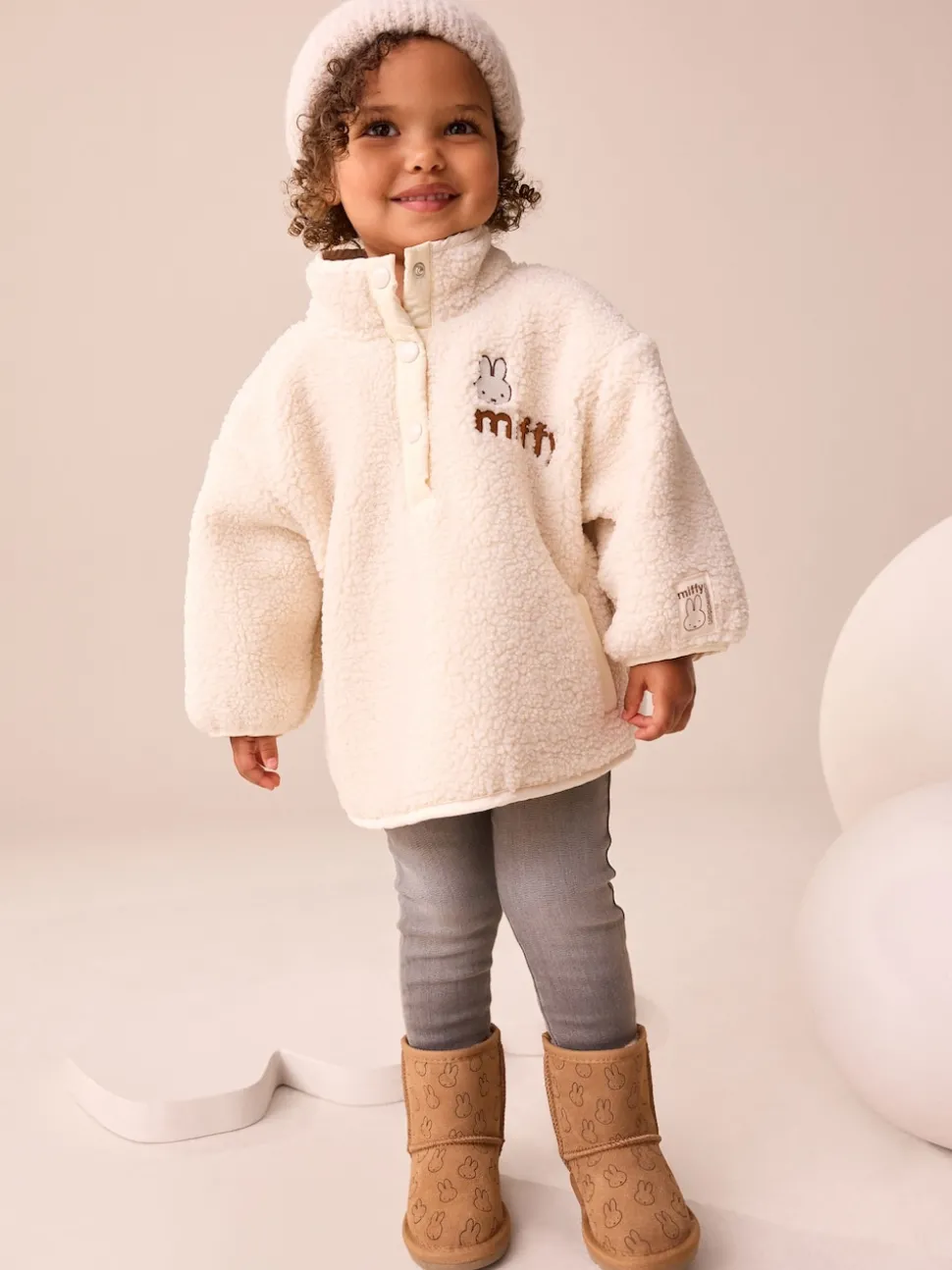 Cream Miffy Half Popper Fleece (3mths-7yrs)