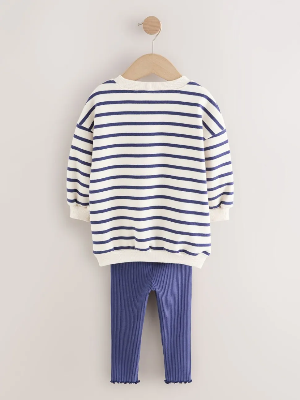 Cream/Navy Stripe Christmas Sweatshirt & Leggings Set (3mths-7yrs)