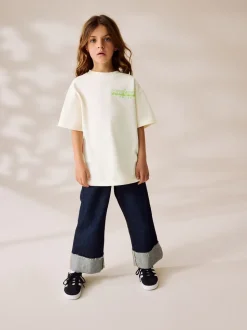 Cream Oversized Graphic Print T-Shirt (3-16yrs)