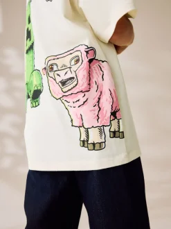 Cream Oversized Graphic Print T-Shirt (3-16yrs)