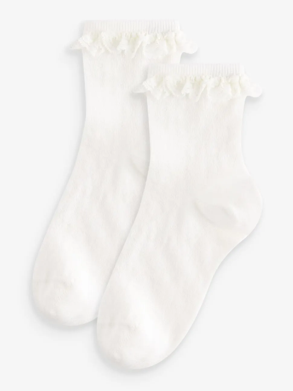 Cream 2 Pack Cotton Rich Ruffle Ankle Socks