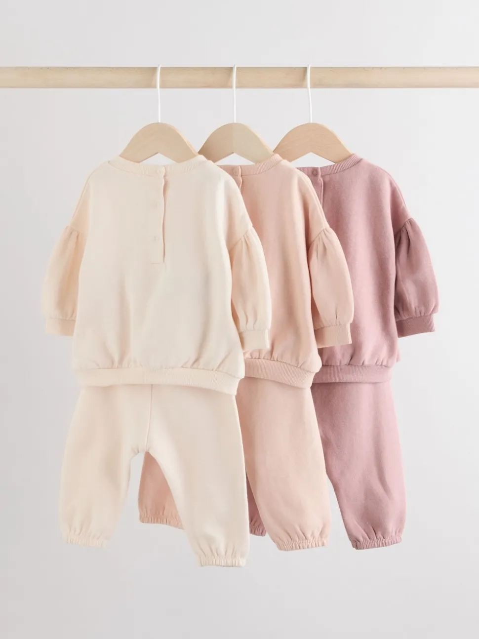 Cream/Pink Baby Sweatshirt & Joggers 6 Piece Set (0mths-2yrs)
