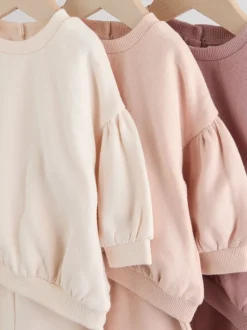 Cream/Pink Baby Sweatshirt & Joggers 6 Piece Set (0mths-2yrs)