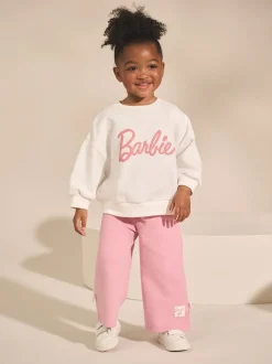 Cream/Pink Barbie Sweatshirt & Wide Leg Joggers Set (3mths-7yrs)