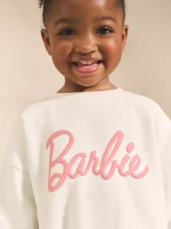 Cream/Pink Barbie Sweatshirt & Wide Leg Joggers Set (3mths-7yrs)