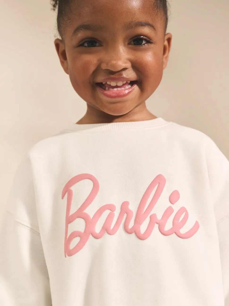 Cream/Pink Barbie Sweatshirt & Wide Leg Joggers Set (3mths-7yrs)