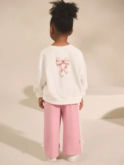 Cream/Pink Barbie Sweatshirt & Wide Leg Joggers Set (3mths-7yrs)