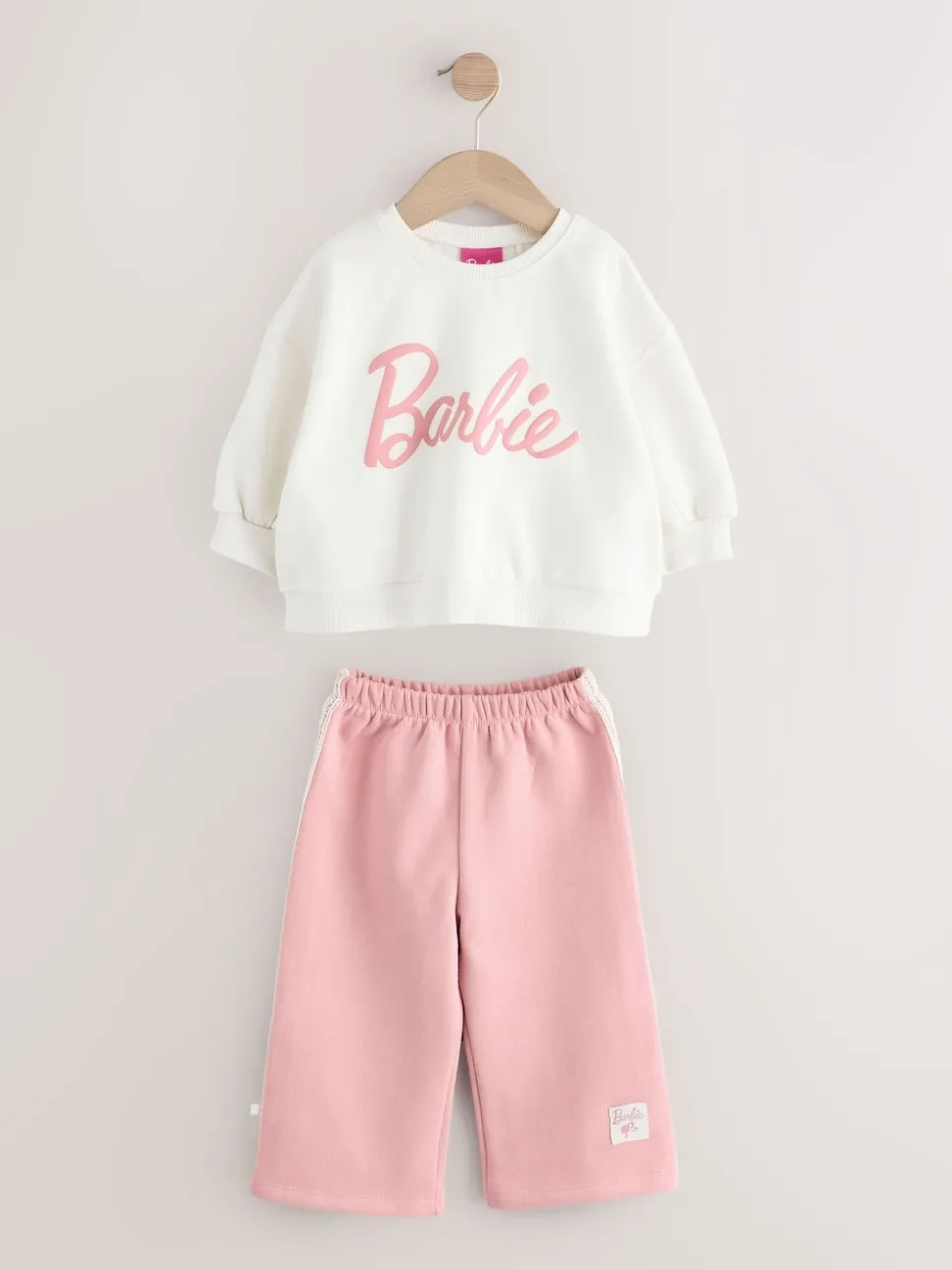 Cream/Pink Barbie Sweatshirt & Wide Leg Joggers Set (3mths-7yrs)