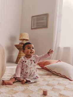 Cream/Pink Bows Baby Dungarees and Bodysuit Set 2 Piece (0mths-3yrs)