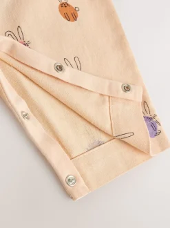 Cream/Pink Rabbit Baby Dungaree and Bodysuit Two Piece Set (0mths-3yrs)