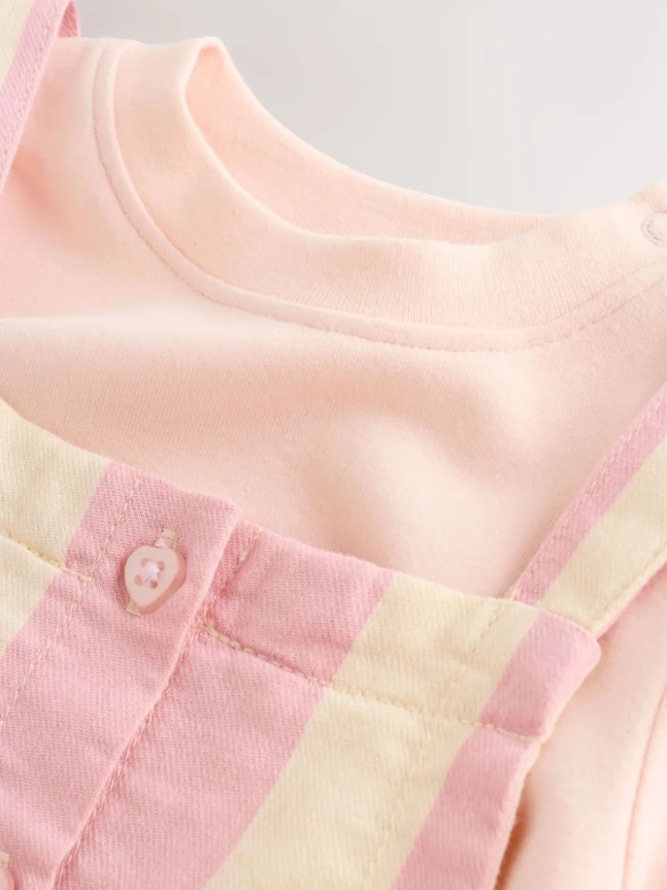 Cream/ Pink Stripe Baby Dungarees and Bodysuit Set 2 Piece (0mths-3yrs)