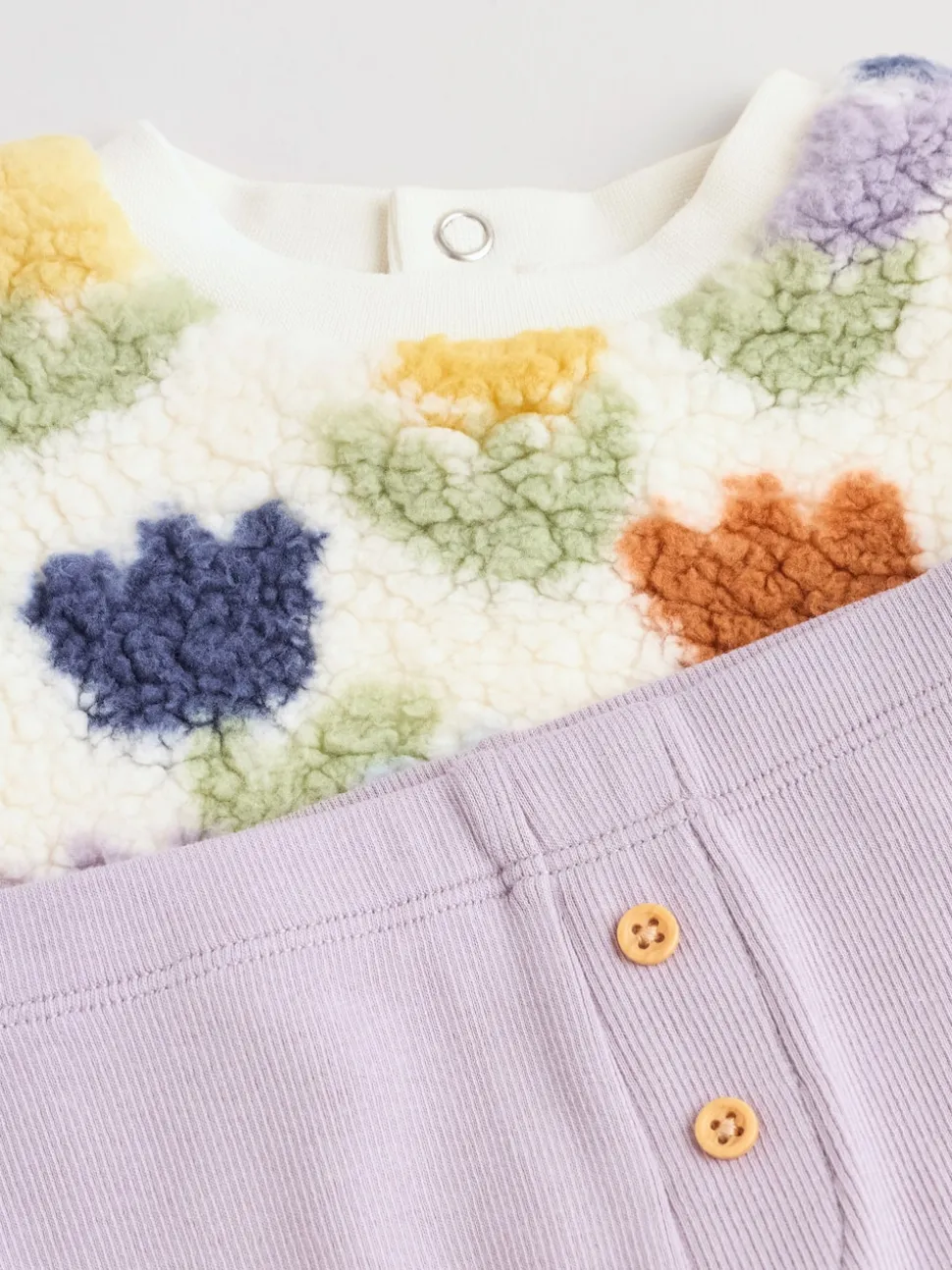 Cream/Purple Tulip Baby Fleece Tops and Leggings Set 2 Piece (0mths-2yrs)