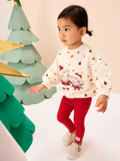 Cream/Red Christmas Peppa Pig Crew Sweatshirt & Leggings Set (3mths-7yrs)