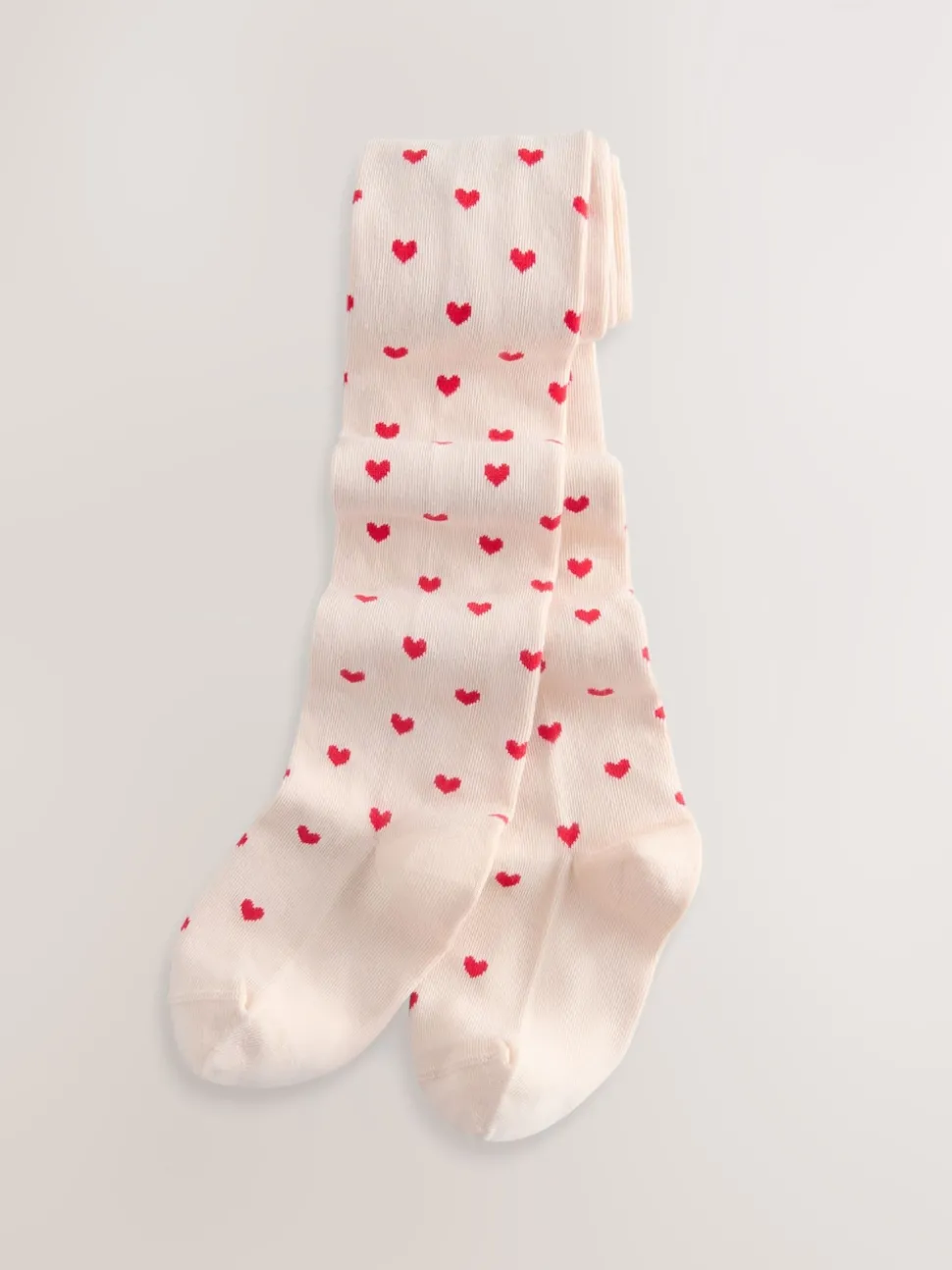 Cream/Red Cotton Rich Heart Tights