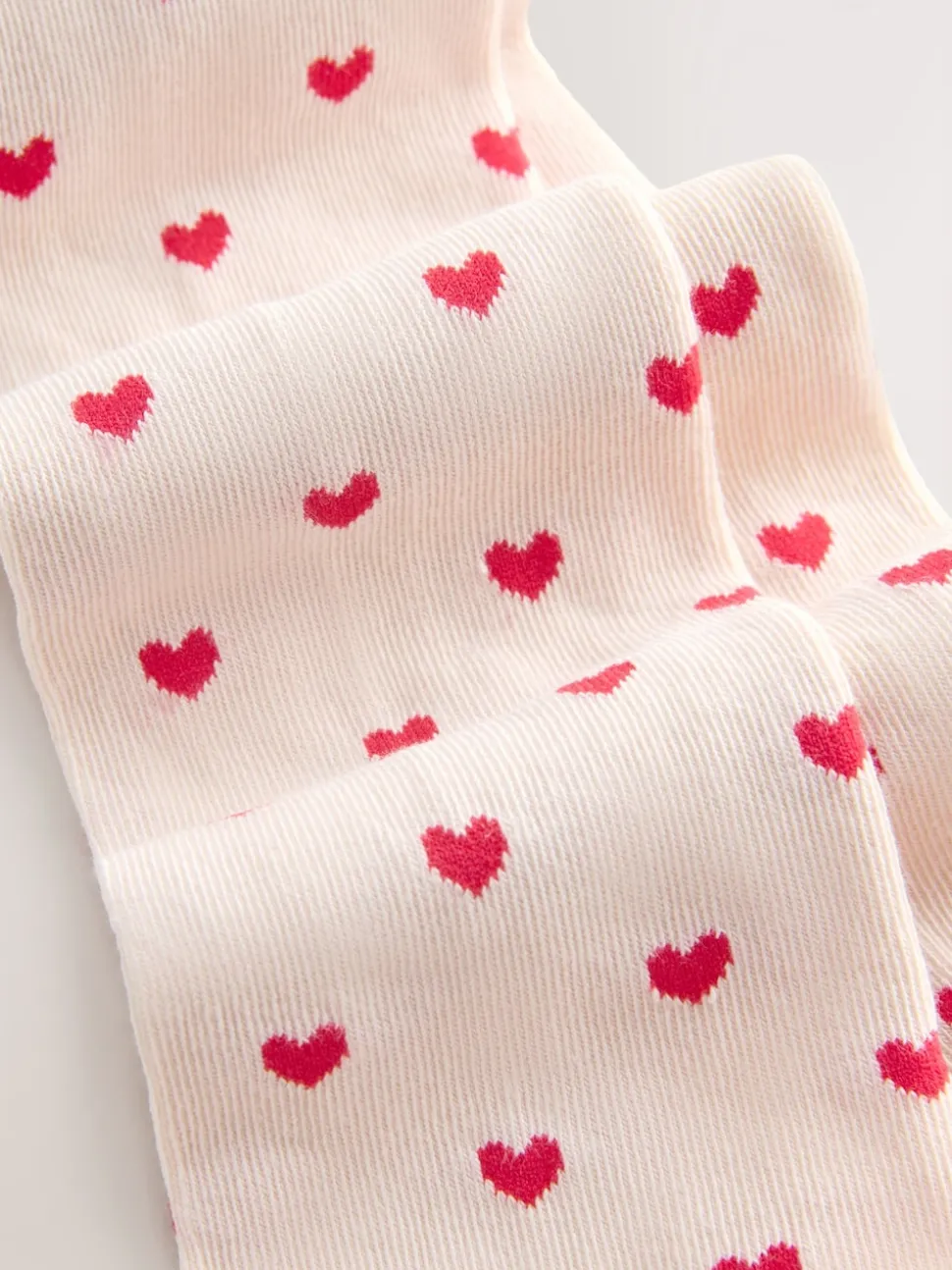 Cream/Red Cotton Rich Heart Tights
