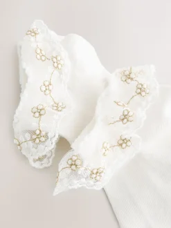 Cream Rich Bridesmaid Ruffle Trainer Socks 2 Pack