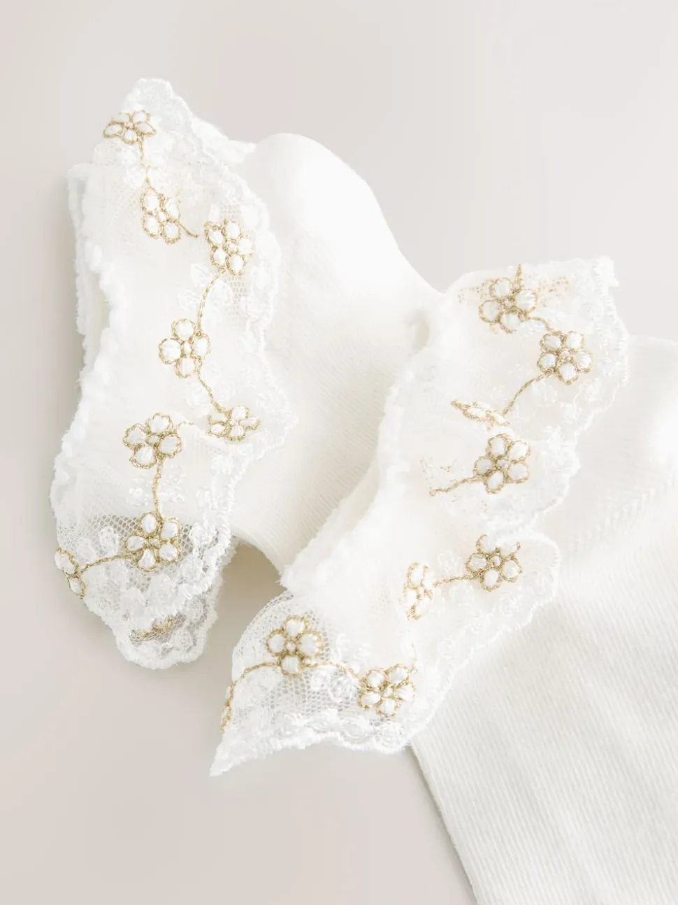 Cream Rich Bridesmaid Ruffle Trainer Socks 2 Pack