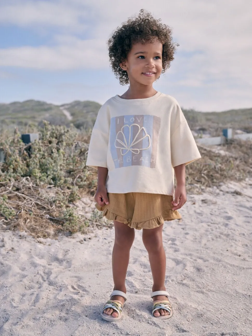Cream Shell 100% Cotton T-Shirt and Shorts Set (3mths-7yrs)