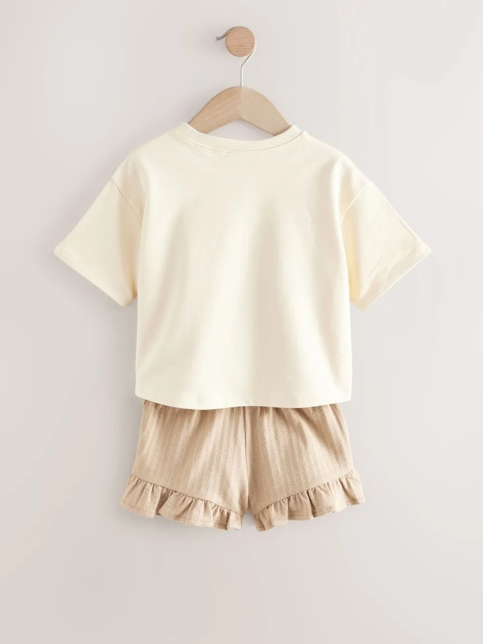 Cream Shell 100% Cotton T-Shirt and Shorts Set (3mths-7yrs)