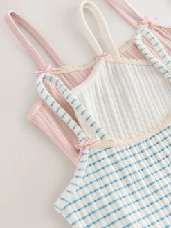 Cream Strappy Textured Cami Vests 3 Pack (1.5-16yrs)